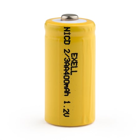 Exell Battery 2/3AA 1.2V 400mAh Button Top Rechargeable Battery for DIY, Radios, Power Packs EBC-304